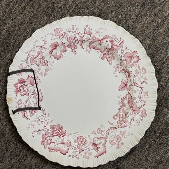 Wedgwood England Red Transferware Soup Bowls Set of 8 Grapevine Scalloped Rim - Picture 8 of 11